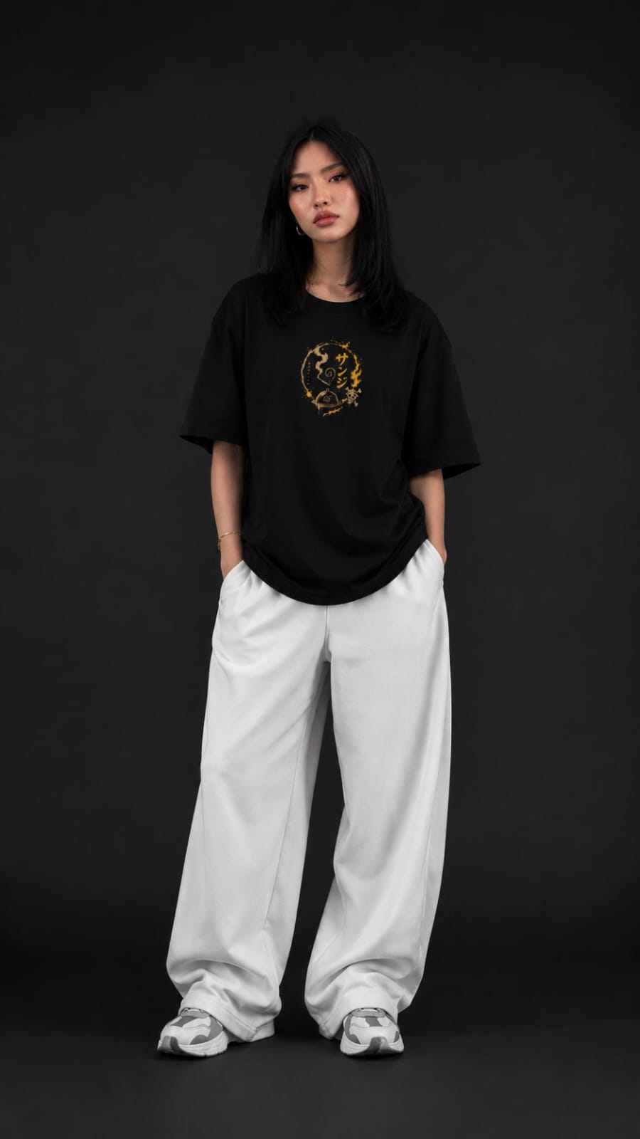 Sanji "Black Leg" Anime Graphic Oversized T-Shirt – Black