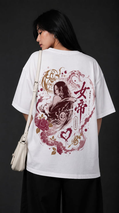 Boa Hancock "Pirate Empress" Heavyweight Oversized Anime T-Shirt – White