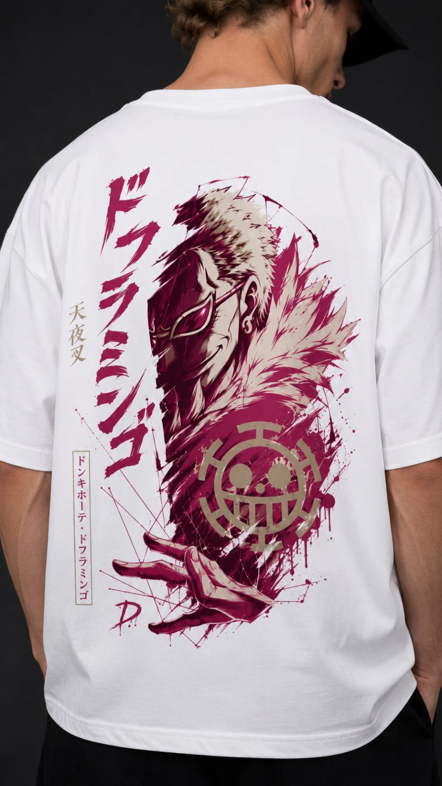 Donquixote Doflamingo "Heavenly Yaksha" Heavyweight Oversized Anime T-shirt-White