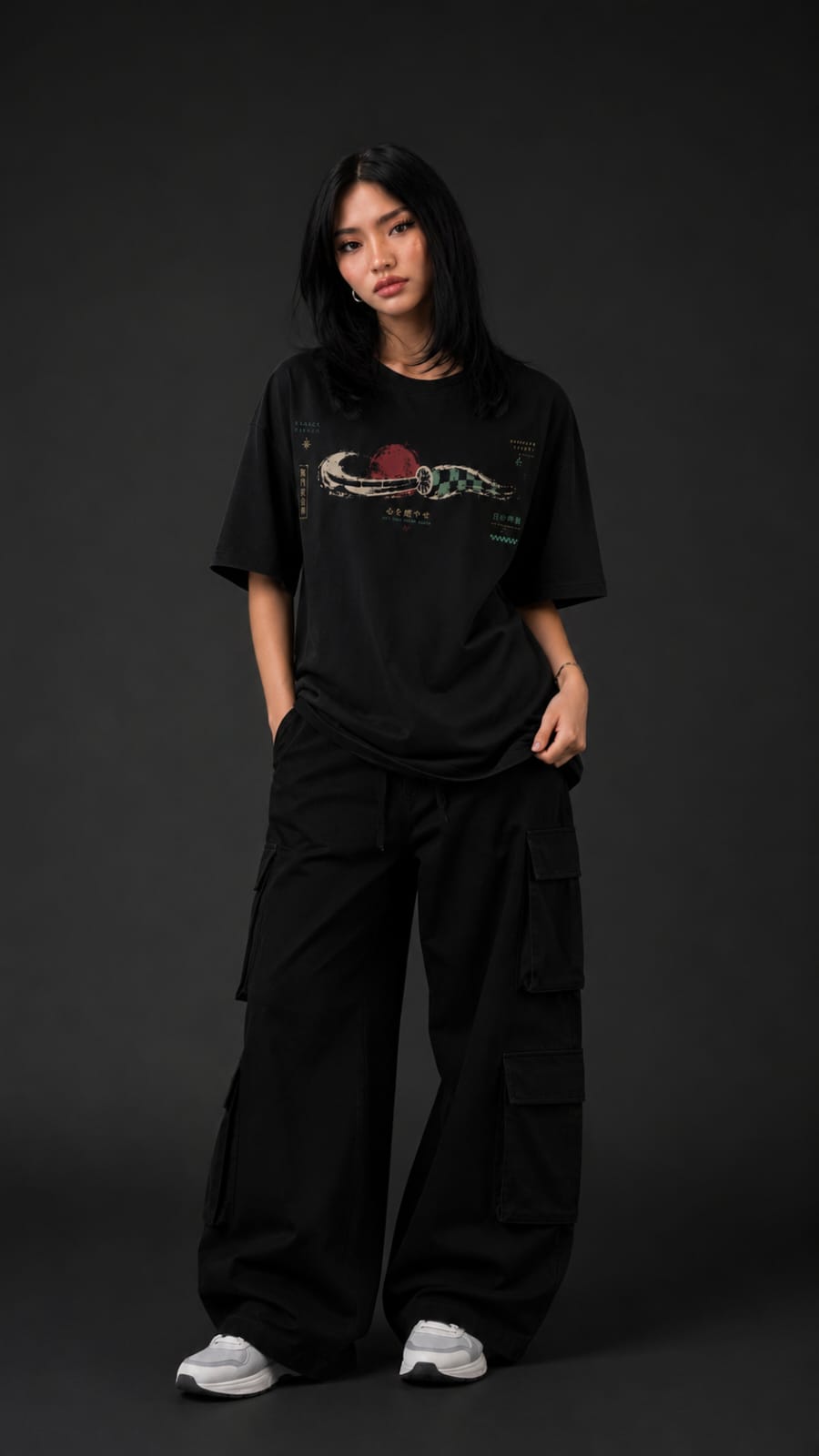 Demon Slayer "Sun Breathing" Oversized Anime T-Shirt - Premium Black Graphic Tee (Tanjiro Inspired)