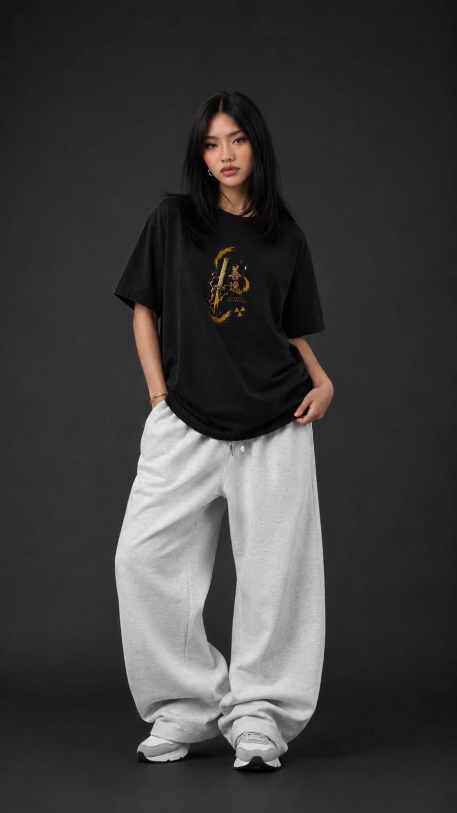 Demon Slayer "Thunder Breathing" Zenitsu Oversized T-Shirt - Premium Black Golden Lightning Graphic Tee
